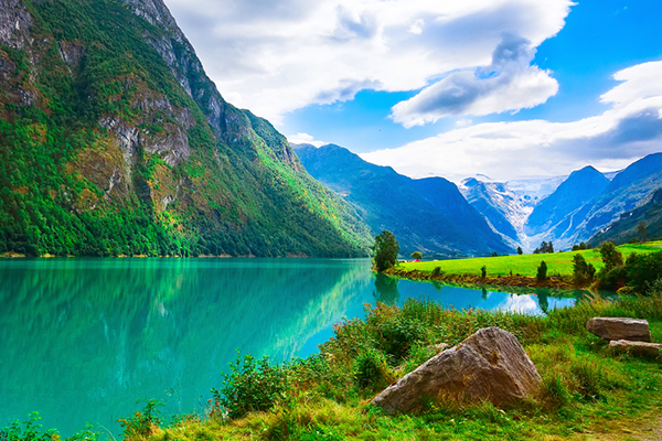 Big mountains and fjords in Olden, Norway