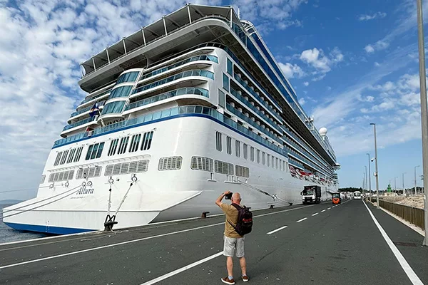 Paul on Oceania Allura docked in the Mediterranean